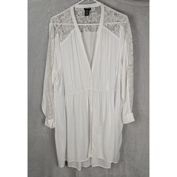 Torrid sz 4 Robe/Coverup/Dress Dotted swiss rayonlawn+laceBust 51"W48"Len 41"GUC - Picture 1 of 9